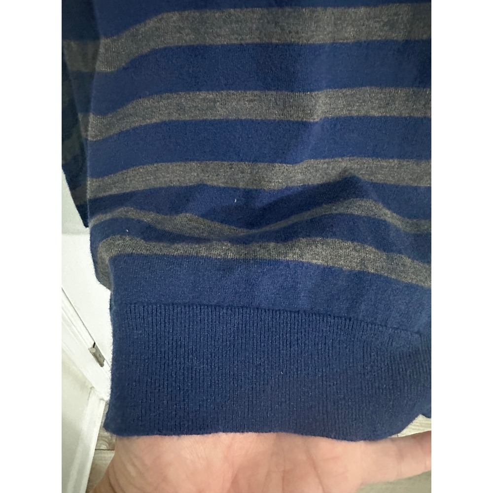 Ann Taylor Women's Blue Striped Long Sleeve Zipper Detail Sweater Size L - Picture 6 of 11